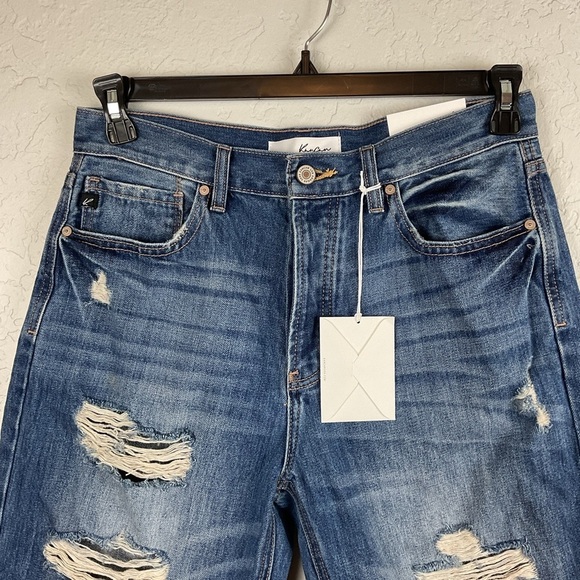 NWT KanCan Blue Distressed Jean Shorts Raw Hem Vintage 90s Style Sz Lg - Picture 3 of 10